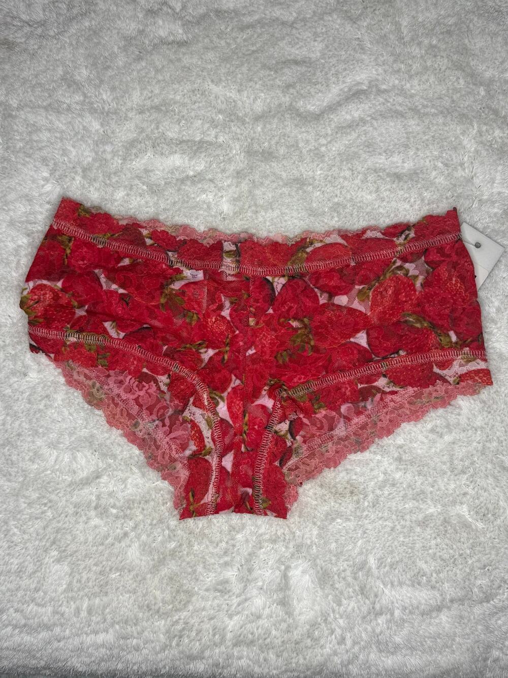NWT Hanky Panky Strawberry Print Lace Boyshort Panties Size S